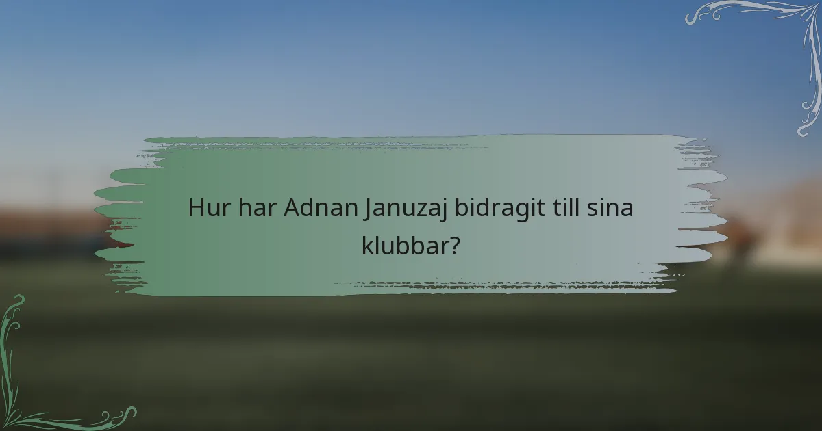 Hur har Adnan Januzaj bidragit till sina klubbar?