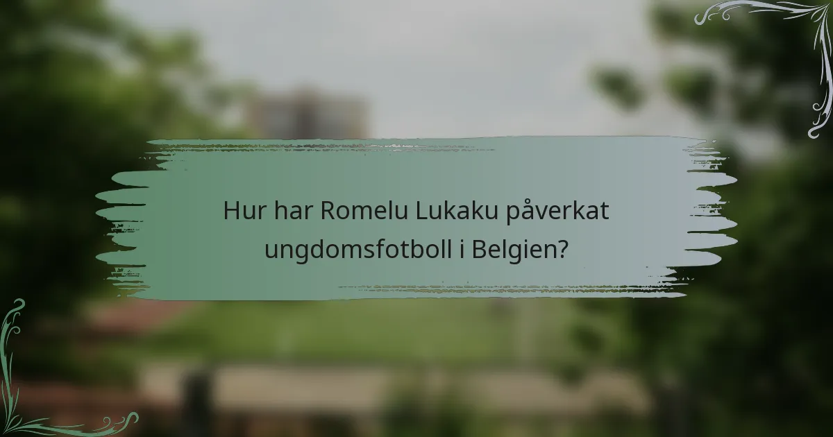 Hur har Romelu Lukaku påverkat ungdomsfotboll i Belgien?