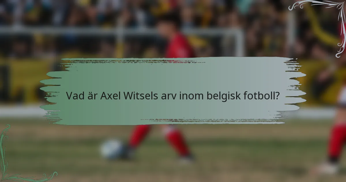 Vad är Axel Witsels arv inom belgisk fotboll?