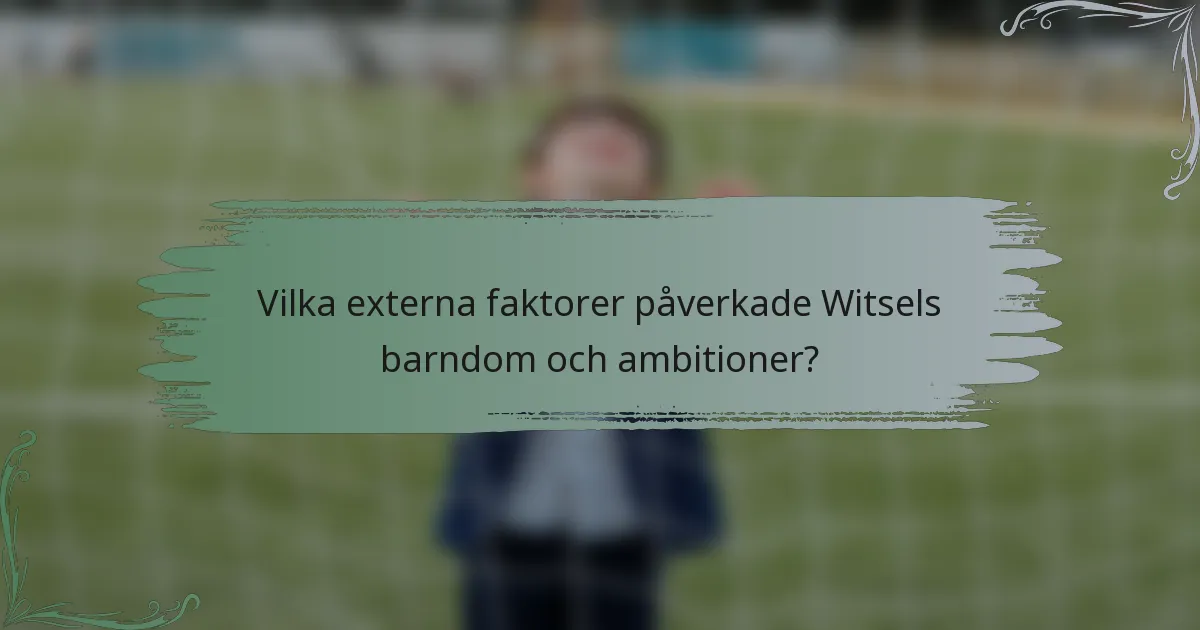 Vilka externa faktorer påverkade Witsels barndom och ambitioner?