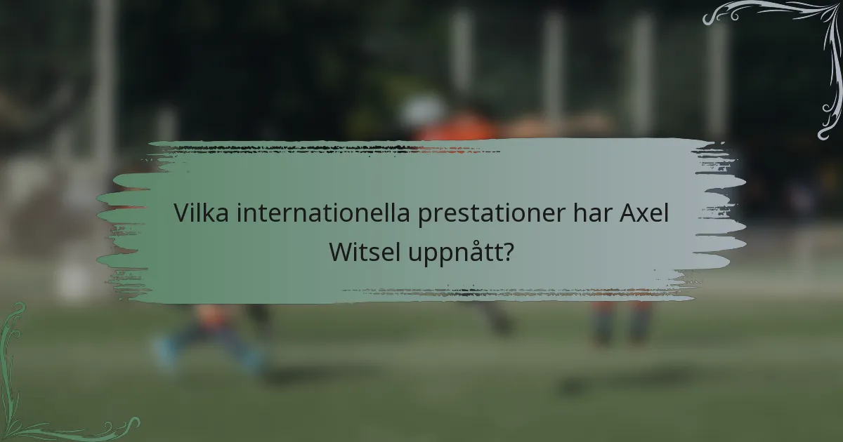 Vilka internationella prestationer har Axel Witsel uppnått?