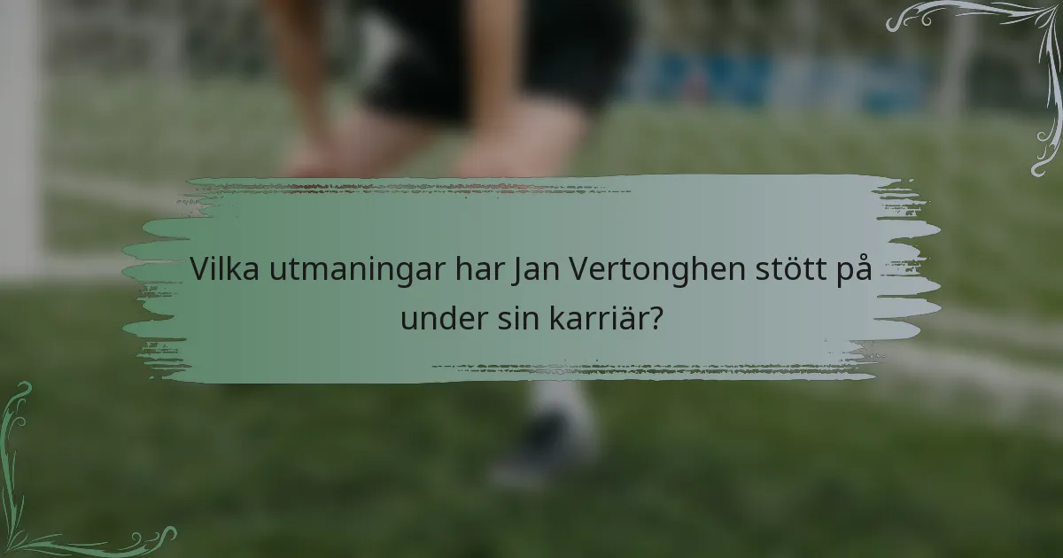 Vilka utmaningar har Jan Vertonghen stött på under sin karriär?