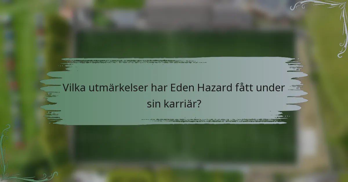 Vilka utmärkelser har Eden Hazard fått under sin karriär?